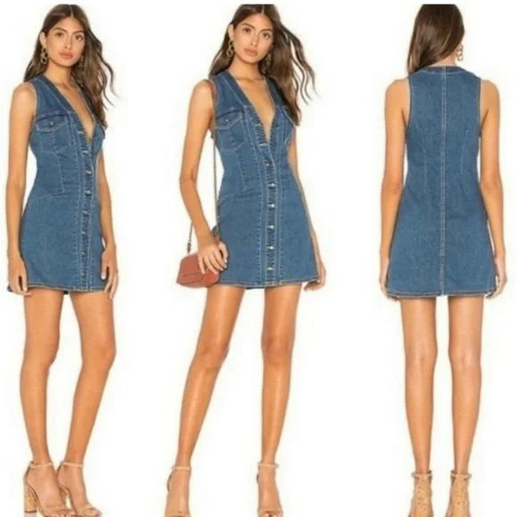 Free People denim mini dress - Picture 1 of 2